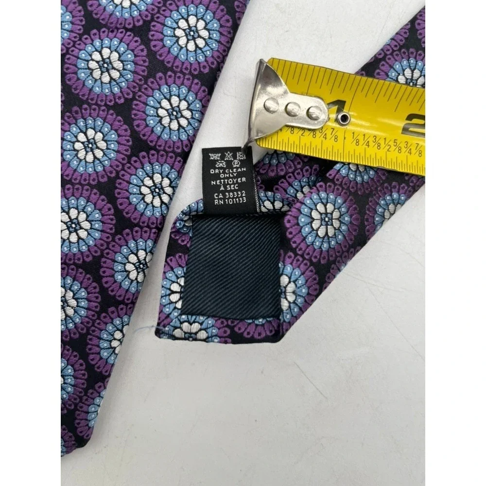 NWT Ermenegildo Zegna Silk Tie Purple BlueWhite Floral Made in Italy Size 59